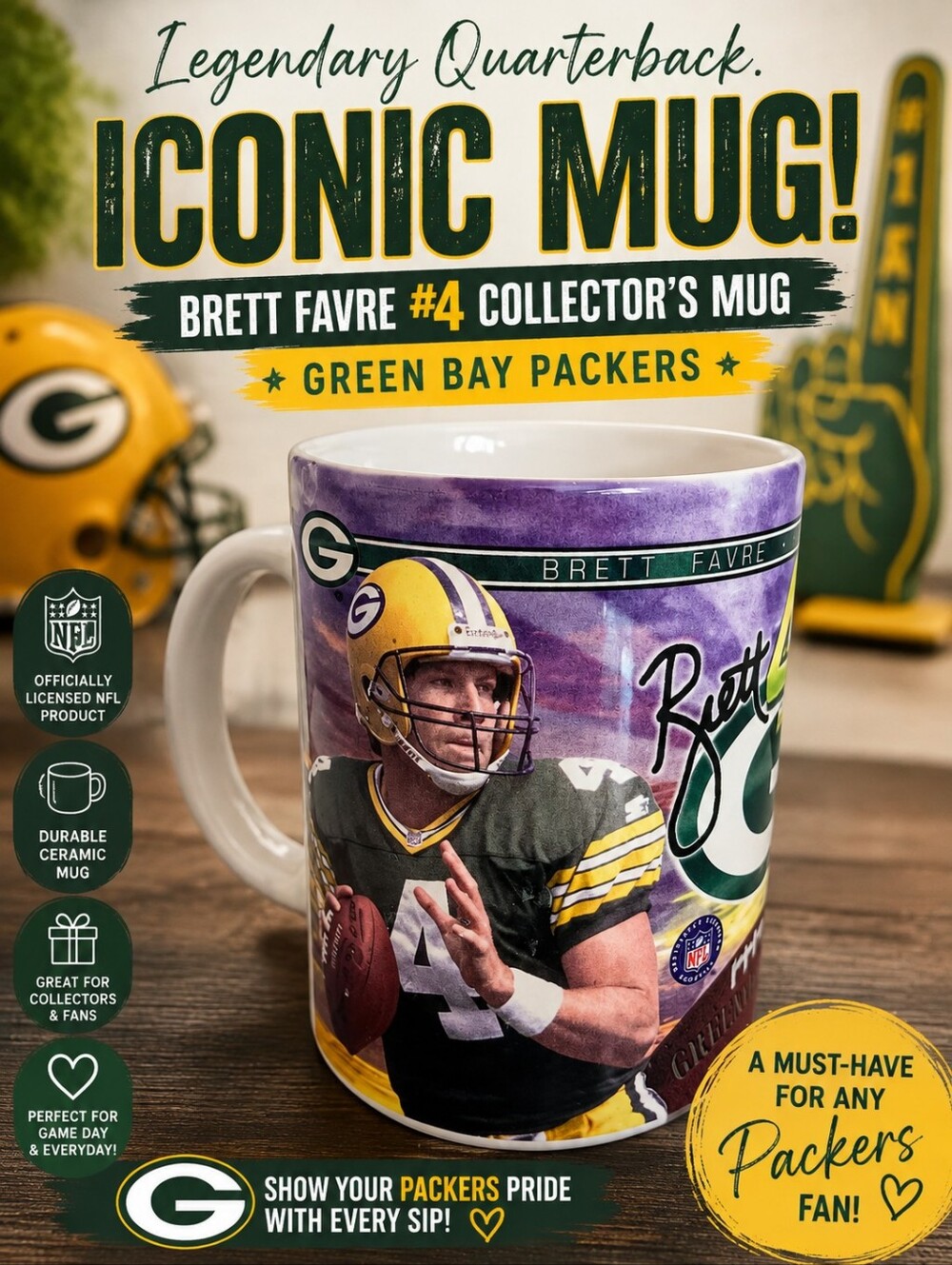 Green Bay Packers Brett Favre #4 NFL Collector's Mug